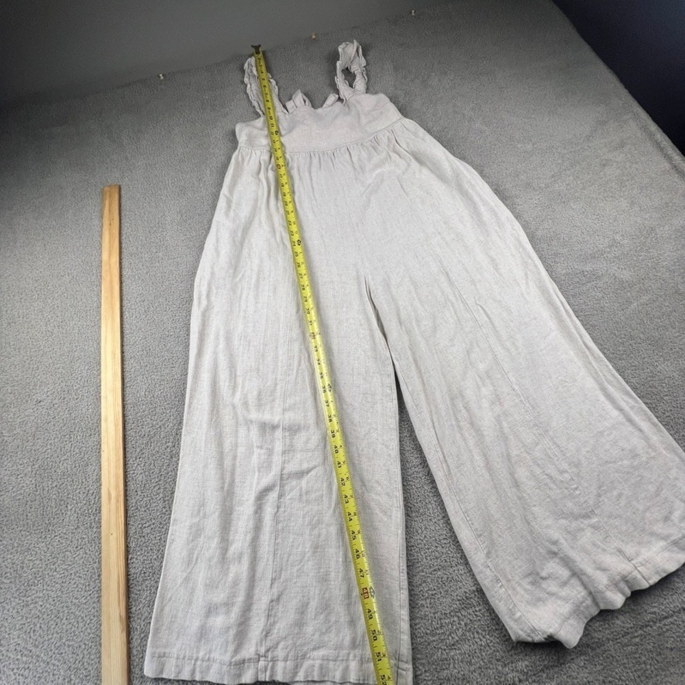 Light Cream Wide-Leg Jumpsuit with Ruffle Straps - Picture 10 of 16